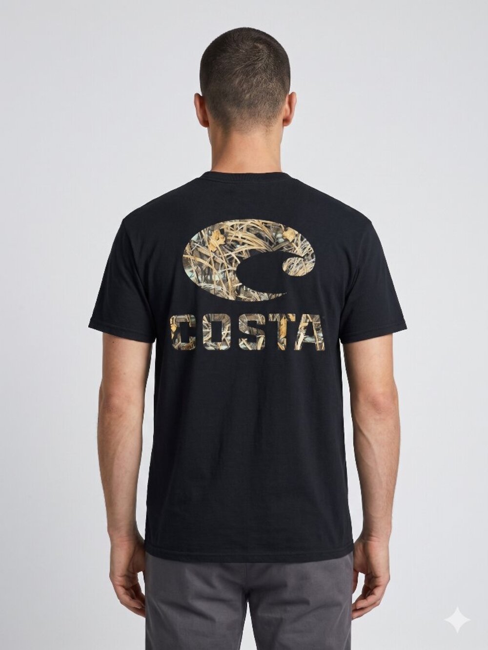Costa Del Mar Black Camo Logo Graphic T-Shirt 100% Cotton Fishing Tee Size S